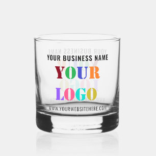 Custom Company Logo and Text Your Business Whiskey Glass
