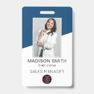Custom Company Logo Bar Code Employee Photo ID Badge