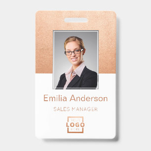 Custom Company Logo Basic Bar Code Employee Photo ID Badge