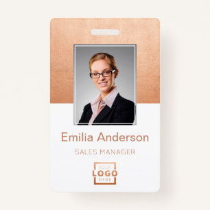 Custom Company Logo Basic Bar Code Employee Photo ID Badge