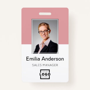 Custom Company Logo Basic Bar Code Employee Photo ID Badge