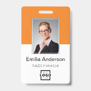 Custom Company Logo Basic Bar Code Employee Photo ID Badge