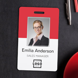 Custom Company Logo Basic Bar Code Employee Photo ID Badge