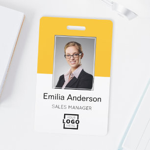 Custom Company Logo Basic Bar Code Employee Photo ID Badge