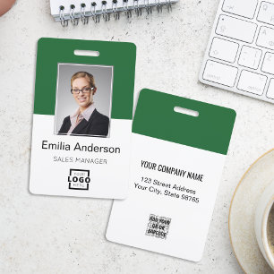 Custom Company Logo Basic Bar Code Employee Photo ID Badge