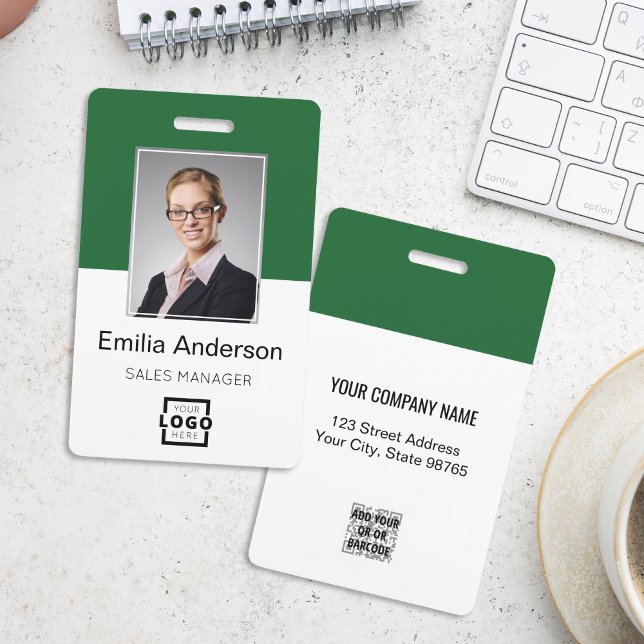 Custom Company Logo Basic Bar Code Employee Photo ID Badge (Creator Uploaded)