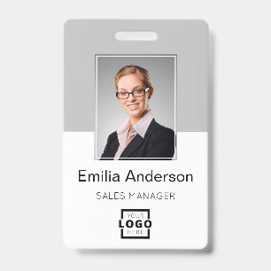 Custom Company Logo Basic Bar Code Employee Photo ID Badge
