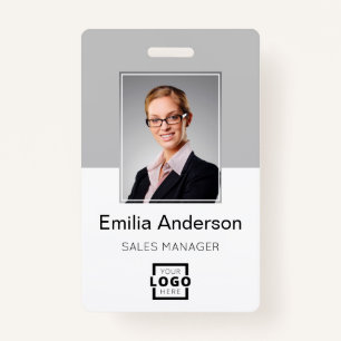 Custom Company Logo Basic Bar Code Employee Photo ID Badge