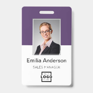 Custom Company Logo Basic Bar Code Employee Photo ID Badge
