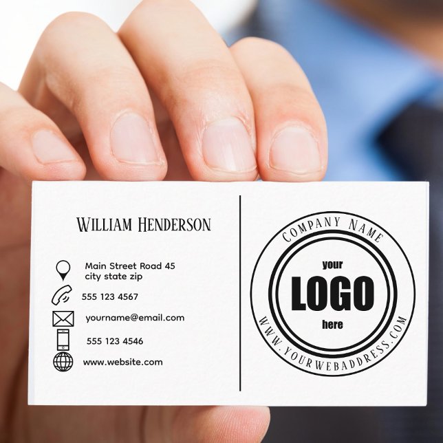 Custom Company Logo Black and White  Business Card (Creator Uploaded)
