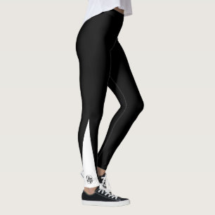 Custom Company Logo Black and White Leggings