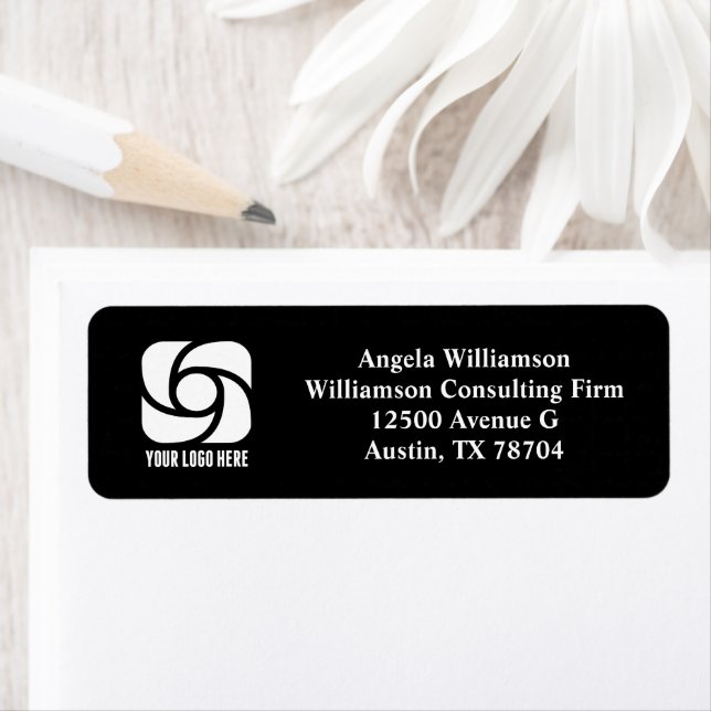 Custom Company Logo Black Business Return Address Label (Insitu)