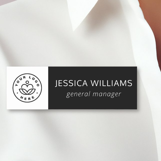 Custom Company Logo Black Employee Name Tag (Creator Uploaded)