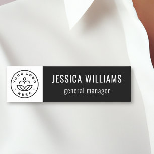 Custom Company Logo Black Employee Name Tag