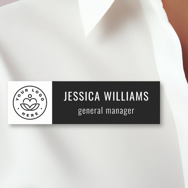 Custom Company Logo Black Employee Name Tag (Creator Uploaded)