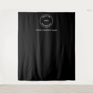 Custom Company Logo Black Event Photo Backdrop Tapestry