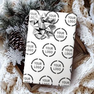Custom company logo branded business gifts white wrapping paper