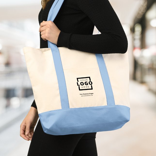 Custom Company Logo Branded Promotional Blue Tote Bag (Creator Uploaded)