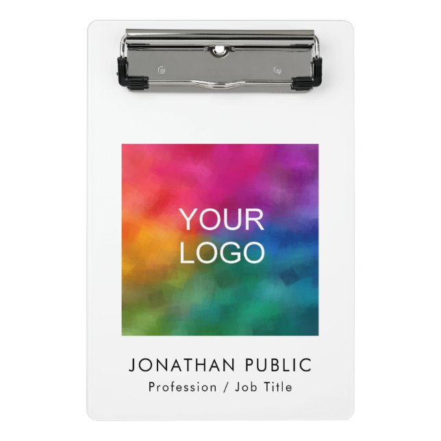 Custom Company Logo Business Corporate Add Text Mini Clipboard (Front)