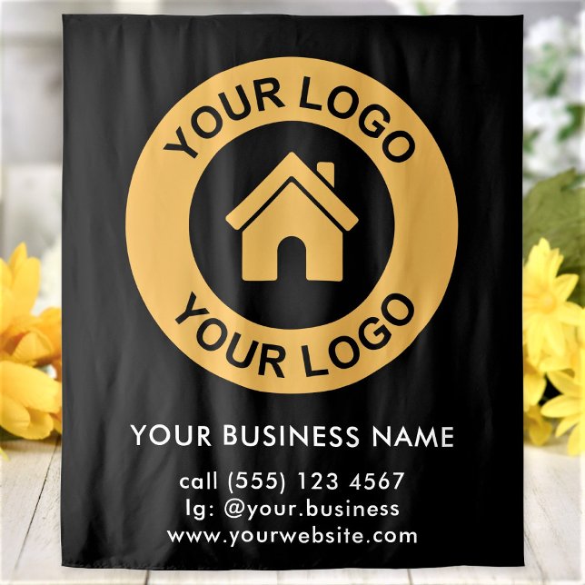 Custom Company Logo Business Event Black Tapestry (Creator Uploaded)