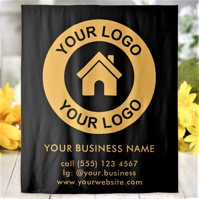 Custom Company Logo Business Event Black Tapestry (Creator Uploaded)