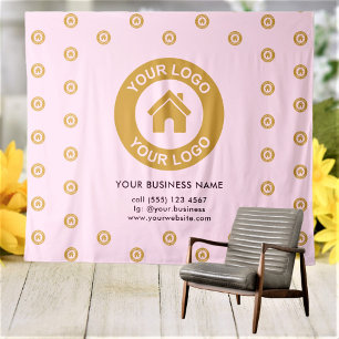 Custom Company Logo Business Event Pink Tapestry
