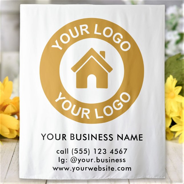 Custom Company Logo Business Event White Tapestry (Creator Uploaded)
