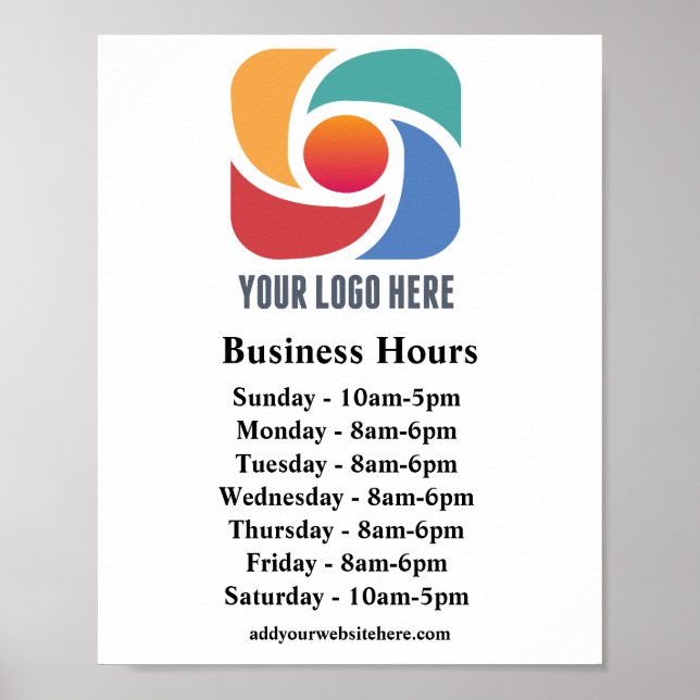 Custom Company Logo Business Hours Store Poster (Front)