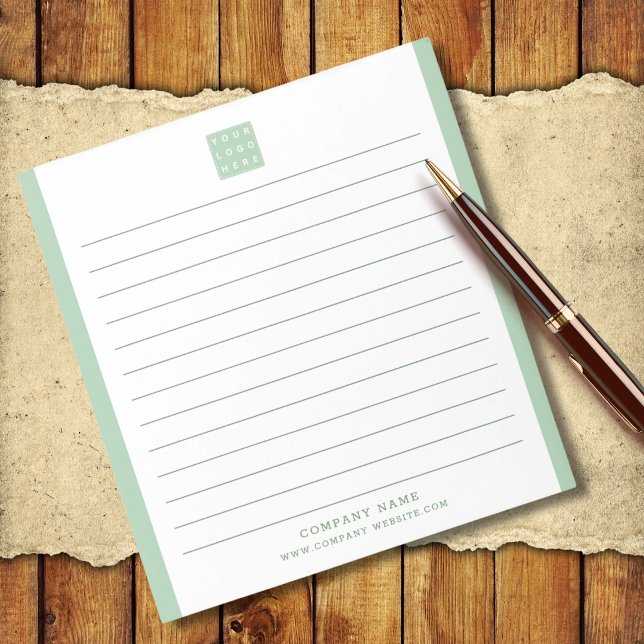 Custom Company Logo Business Name Green Border Notepad (Custom Company Logo Business Name Green Border Notepad)