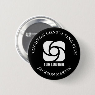 Custom Company Logo Business Name Tag Black 6 Cm Round Badge