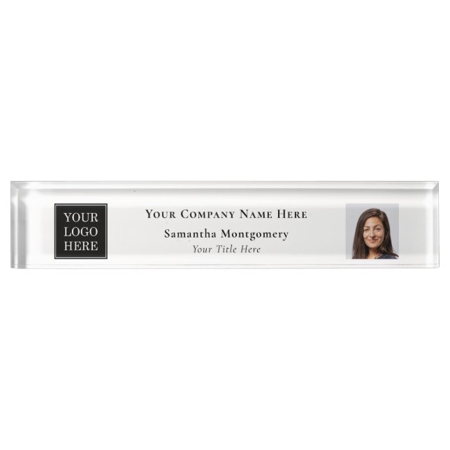 Custom Company Logo Business Name Title Photo Nameplate (Front)