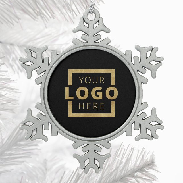 Custom Company Logo Christmas Elegant Party Snowflake Pewter Christmas Ornament (Creator Uploaded)