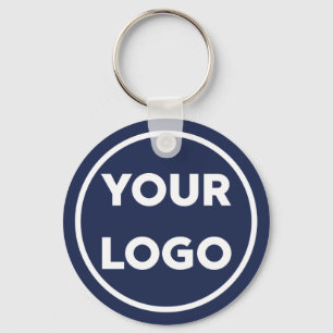 Custom Company Logo Corporate Swag Navy Blue Key Ring
