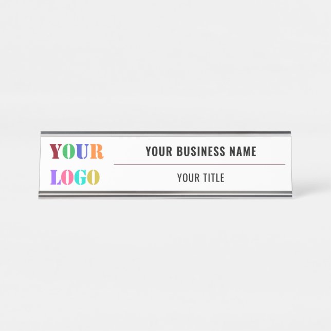 Custom Company Logo Desk Name Plate Template (Front)