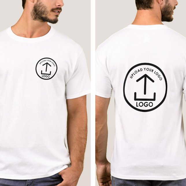 Custom Company Logo Double Sided White T-Shirt (White Professional Business Logo Double Sided T-Shirt)