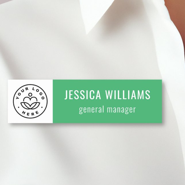 Custom Company Logo Green Employee Name Tag (Creator Uploaded)