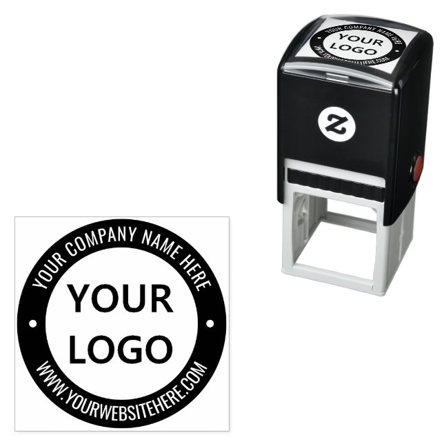 Custom Company Logo Info Colour Round Stamp Exampl (In Situ)