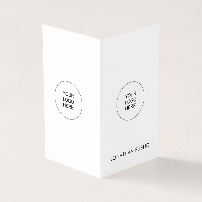 Custom Company Logo Modern Elegant Folded Vertical Business Card (Outside)