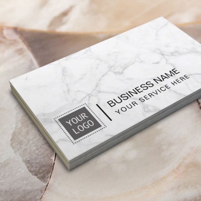Custom Company Logo Modern Marble Corporate  Business Card (Creator Uploaded)