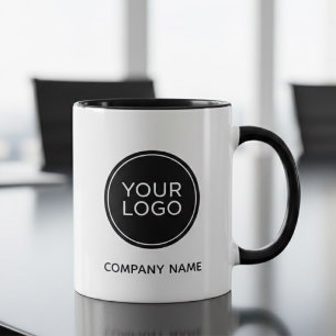 Custom Company Logo Mug   Minimalist Business 