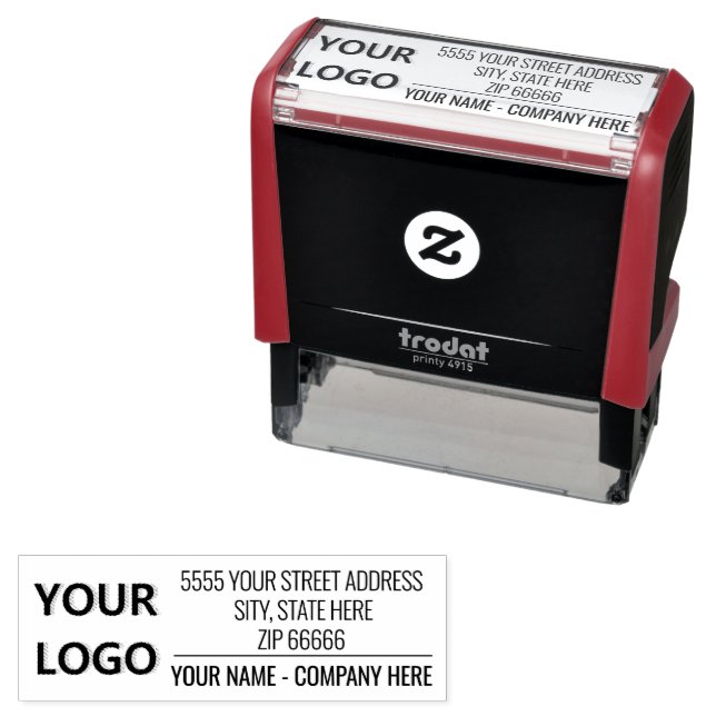 Custom Company Logo Name Address Self-inking Stamp (In Situ)