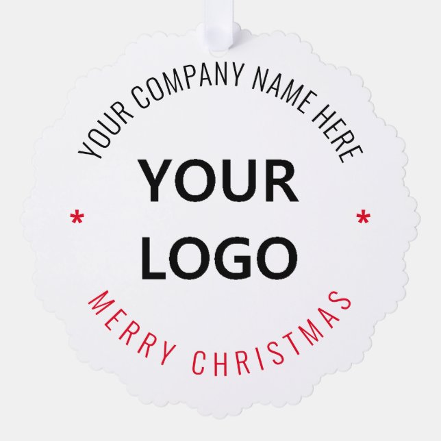 Custom Company Logo Name Christmas Ornament Card (Front)