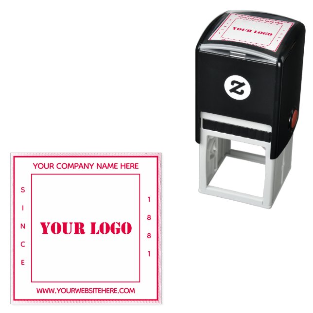 Custom Company Logo Name Info Square Stamp (In Situ)