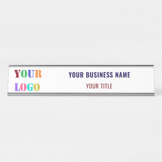 Custom Company Logo Name Personalised Business Desk Name Plate (Front)