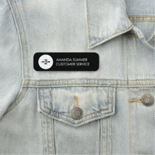 Custom Company Logo Name Stylish Black Modern Tag
