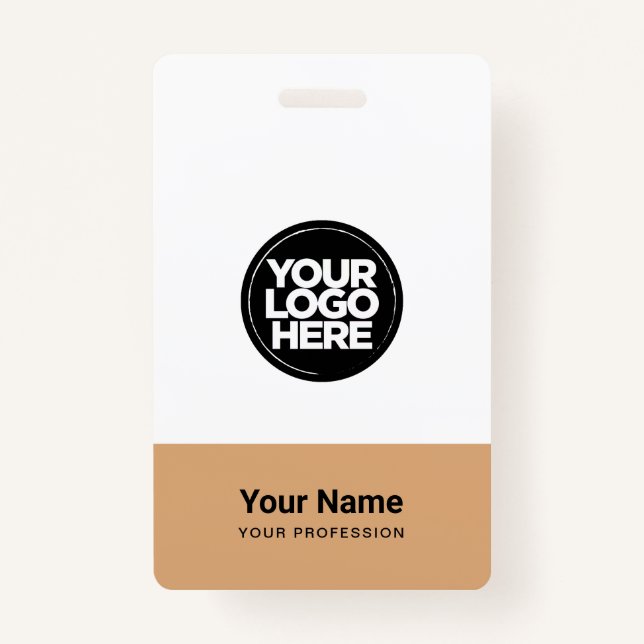 Custom Company Logo Name Title Bar Code ID Badge (Front)