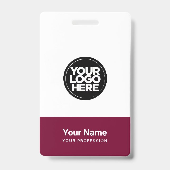 Custom Company Logo Name Title Bar Code ID Badge (Front)