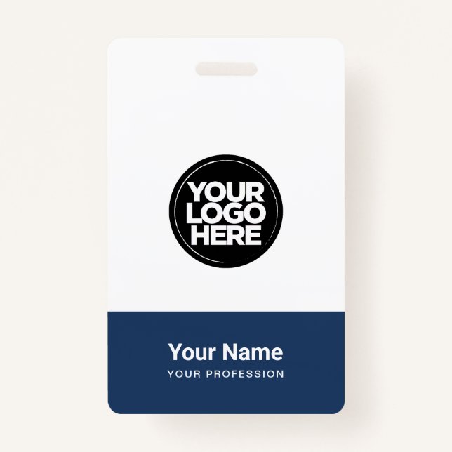 Custom Company Logo Name Title Bar Code ID Badge (Front)