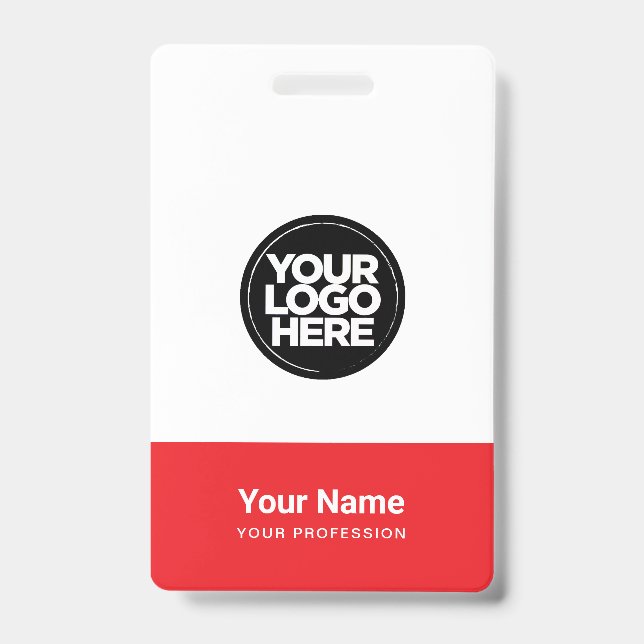 Custom Company Logo Name Title Bar Code ID Badge (Front)