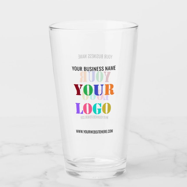 Custom Company Logo Name Website Business Glass (Front)